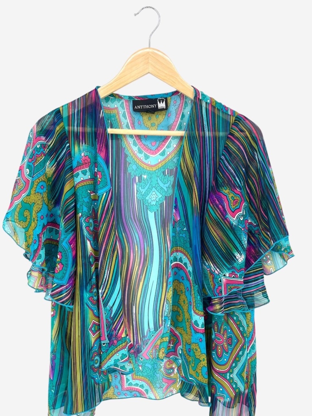 vintage y2k anthony original psychedelic floral geometric bohemian cardigan